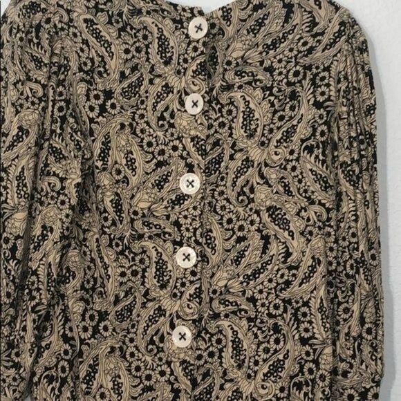 Zara Gold Puff Sleeve Blouse Like New Medium (255) - Picture 6 of 6